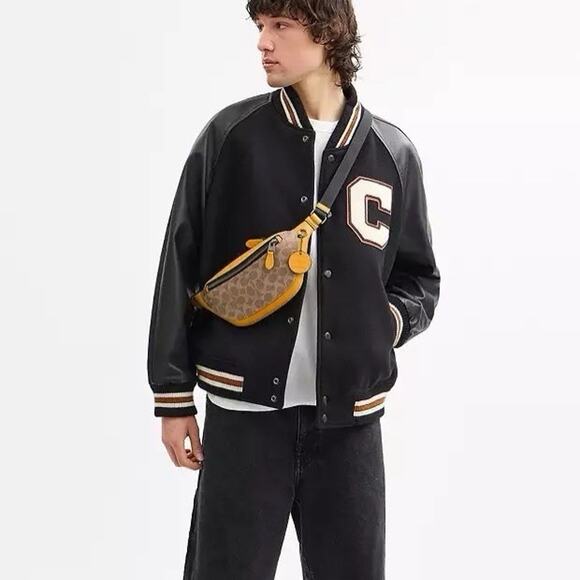 NWT Coach Warren Mini Belt Bag Colorblock Signature Canvas Tan/Buttercup CAX42 - Picture 9 of 9